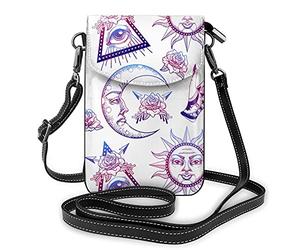 Portefeuille de Sac à Main en Cuir d'unité Centrale de Soleil de Lune d'astronomie Antique, Petit Sac à Main de téléphone Portable de bandoulière réglable de bandoulière