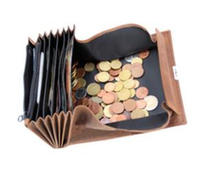 Portefeuille de serveur, en cuir velours, brun