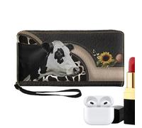 Portefeuille de vache pour femme - Texture cuir souple, élégant et compact - Porte-cartes tendance - Organisateur - Imprimé animal mignon - Portefeuille pour femmes et filles | Accessoire de mode pour