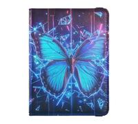 Portefeuille de voyage antivol en cuir cassé, motif papillon Morpho à paillettes bleu argenté pour voyage en famille