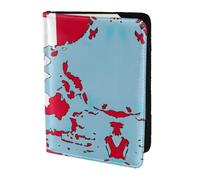 Portefeuille de voyage avec motif drapeau indonésien abstrait Map01 pour passeport familial en cuir pour homme et femme, noir, One Size