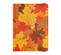 Portefeuille de voyage en cuir avec fente pour carte de vaccination, étui de passeport pour voyage essentiel et étanche, Érables orange doré, 1 size, Moderne