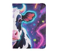 Portefeuille de voyage en cuir avec fente pour carte de vaccination - Pour homme et femme - Étanche, Art de la vache cosmique, 1 size, Moderne