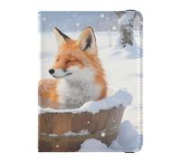 Portefeuille de voyage en cuir avec fente pour carte de vaccination - Pour homme et femme - Étanche, Fox Baignoire hiver, 1 size, Moderne