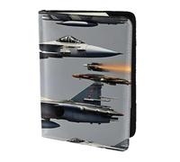 Portefeuille de voyage en cuir avec imprimé avions de chasse pour homme et femme, noir, One Size