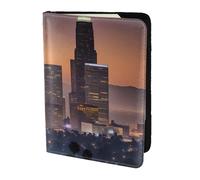 Portefeuille de voyage en cuir avec imprimé Los Angeles Skyline pour passeport familial pour homme et femme, noir, One Size