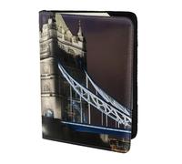 Portefeuille de voyage en cuir avec imprimé Tower Bridge à Londres pour passeport familial pour homme et femme, noir, One Size