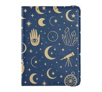 Portefeuille de voyage en cuir avec motif astronomie mystérieuse et antivol pour femme