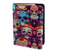 Portefeuille de voyage en cuir avec motif crânes en sucre pour homme et femme, noir, One Size