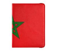 Portefeuille de voyage en cuir avec motif drapeau du Maroc et porte-cartes de vaccination avec fente pour carte de vaccination et emplacement pour carte de vaccin pour voyage essentiel étanche