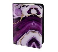 Portefeuille de voyage en cuir avec motif marbré violet foncé pour passeport familial pour homme et femme, noir, One Size