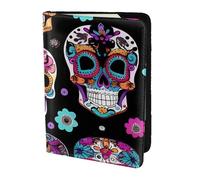 Portefeuille de voyage en cuir avec motif tête de mort en sucre pour homme et femme, noir, One Size