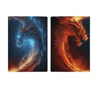 Portefeuille de voyage en cuir pour passeport de Boston Terrier - Pour homme et femme, Dragons Fire and Ice, 20.3x13.8cm
