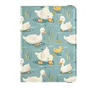 Portefeuille de voyage en cuir pour passeport et carte de vaccination avec fente pour carte de vaccination - Étui portefeuille pour homme et femme - Étanche, Motif mignon d'étang à canard, 1 size