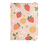 Portefeuille de voyage en cuir pour passeport et carte de vaccination avec fente pour carte de vaccination - Étui portefeuille pour homme et femme - Étanche, Bio Garden Safari Fraise Kawaii_4(1), 1