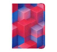 Portefeuille de voyage en cuir pour passeport et carte de vaccination avec fente pour carte de vaccination - Étui portefeuille pour homme et femme - Étanche, Cube couleur 3D - Design bloc, 1 size