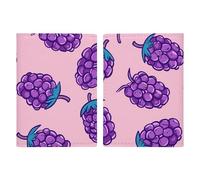 Portefeuille de voyage en cuir PU pour passeport Motif gouttes de rosée sur fleurs, Motif contour violet, 20.3x13.8cm