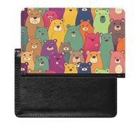 Portefeuille de voyage fin pour passeport en forme de cochon d'Inde avec blocage RFID et emplacements pour cartes de crédit pour femme/homme, Ours colorés., One Size, Moderne