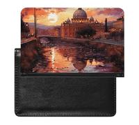 Portefeuille de voyage fin pour passeport Rome Sunset avec blocage RFID et emplacements pour cartes de crédit pour femme/homme