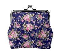 Portefeuille de voyage minimaliste avec base bleu marine, impression florale, petite pochette de rangement pour randonnées et excursions en plein air, Noir , Taille unique, Pochette à monnaie