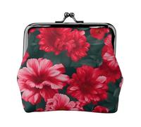 Portefeuille de voyage minimaliste avec impression de fleurs rouges et roses, petite pochette de rangement pour randonnées et excursions en plein air, Noir , Taille unique, Pochette à monnaie