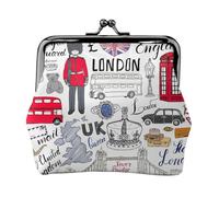 Portefeuille de voyage minimaliste avec impression I Love London, petite pochette de rangement pour randonnées et excursions en plein air, Noir , Taille unique, Pochette à monnaie