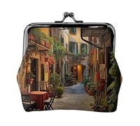 Portefeuille de voyage minimaliste avec impression italienne Old Street, petite pochette de rangement pour randonnées et excursions en plein air, Noir , Taille unique, Pochette à monnaie
