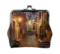 Portefeuille de voyage minimaliste avec impression italienne Old Street, petite pochette de rangement pour randonnées et excursions en plein air, Noir , Taille unique, Pochette à monnaie