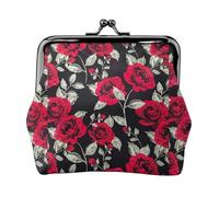 Portefeuille de voyage minimaliste avec impression jardin de roses rouges, petite pochette de rangement pour randonnées et excursions en plein air, Noir , Taille unique, Pochette à monnaie