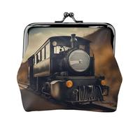 Portefeuille de voyage minimaliste avec impression locomotive, petite pochette de rangement pour randonnées et excursions en plein air, Noir , Taille unique, Pochette à monnaie