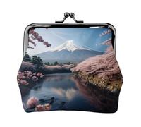 Portefeuille de voyage minimaliste avec impression paysage du Japon Mount Fuji, petite pochette de rangement pour randonnées et excursions en plein air, Noir , Taille unique, Pochette à monnaie