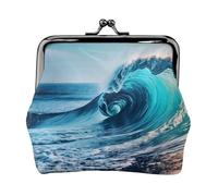 Portefeuille de voyage minimaliste avec impression vague de mer, petite pochette de rangement pour randonnées et excursions en plein air, Noir , Taille unique, Pochette à monnaie