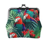 Portefeuille de voyage minimaliste avec imprimé de fleurs tropicales, petite pochette de rangement pour randonnées et excursions en plein air, Noir , Taille unique, Pochette à monnaie