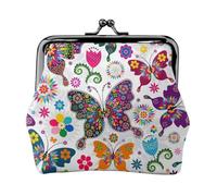 Portefeuille de voyage minimaliste avec imprimé floral et papillon, petite pochette de rangement pour randonnées et excursions en plein air, Noir , Taille unique, Pochette à monnaie