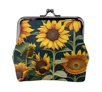 Portefeuille de voyage minimaliste avec imprimé tournesol sauvage, petite pochette de rangement pour randonnées et excursions en plein air, Noir , Taille unique, Pochette à monnaie