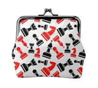Portefeuille de voyage minimaliste avec motif d'échecs, petite pochette de rangement pour randonnées et excursions en plein air, Noir , Taille unique, Pochette à monnaie