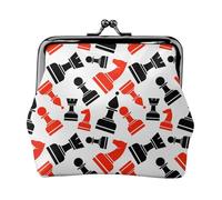 Portefeuille de voyage minimaliste avec motif d'échecs, petite pochette de rangement pour randonnées et excursions en plein air, Noir , Taille unique, Pochette à monnaie