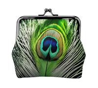 Portefeuille de voyage minimaliste avec motif plume de paon vert, petite pochette de rangement pour randonnées et excursions en plein air, Noir , Taille unique, Pochette à monnaie