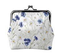 Portefeuille de voyage minimaliste imprimé fleurs et bleuets marguerites, petite pochette de rangement pour randonnées et excursions en plein air, Noir , Taille unique, Pochette à monnaie
