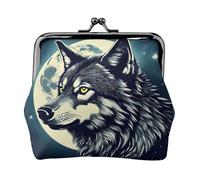 Portefeuille de voyage minimaliste imprimé loup nuit lune petite pochette de rangement pour randonnées et excursions en plein air, Noir , Taille unique, Pochette à monnaie