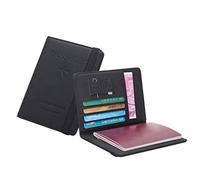 Portefeuille de voyage polyvalent neutre pour passeport à trois volets, organiseur de documents, petit portefeuille pour femme, Noir , Taille unique