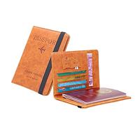 Portefeuille de voyage polyvalent neutre pour passeport à trois volets, organiseur de documents, petit portefeuille pour femme, Orange, Taille unique