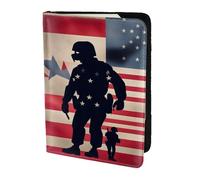 Portefeuille de voyage pour passeport en cuir avec impression du jour commémoratif patriotique des soldats militaires américains pour la famille, pour homme et femme, noir, One Size