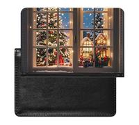 Portefeuille de voyage sécurisé en cuir synthétique avec flocons de neige devant la fenêtre pour cartes de crédit et passeport pour homme et femme, blanc, taille unique, moderne, blanc, Taille unique,