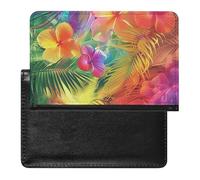 Portefeuille de voyage sécurisé en cuir synthétique avec motif fleurs et feuilles de palmier pour cartes de crédit et passeport pour homme et femme, blanc, taille unique, moderne, blanc, Taille