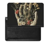 Portefeuille de voyage sécurisé en cuir synthétique avec motif mains avec fleurs pour cartes de crédit et passeport pour homme et femme, blanc, taille unique, moderne, blanc, Taille unique, Moderne