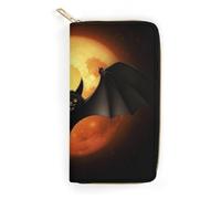 Portefeuille d'Halloween long et fin pour femme avec porte-cartes imprimé chauve-souris minimaliste avec fermeture éclair pour porte-monnaie terne, chauve-souris d'Halloween, 19,7 x 10,5 cm,