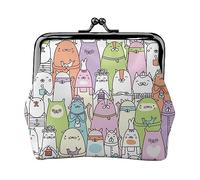 Portefeuille drôle de chat pour femme porte-monnaie Kiss Lock porte-monnaie porte-cartes porte-monnaie boucle mignon petit portefeuille de poche en cuir PU pour femmes dames pochette sac à main (tourn