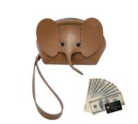 Portefeuille éléphant, pochette pour pièces de monnaie en forme d'animal - Portefeuille mignon pour cartes, porte-cartes en cuir synthétique, portefeuille de poche pour filles, Kaki, Refer to