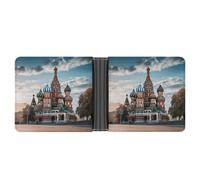 Portefeuille en cuir à deux volets pour homme Basilic Cathedral Red In Moscow Portefeuille fin avec plusieurs cartes de passe classique porte-cartes pour homme, noir, taille unique, classique, noir,